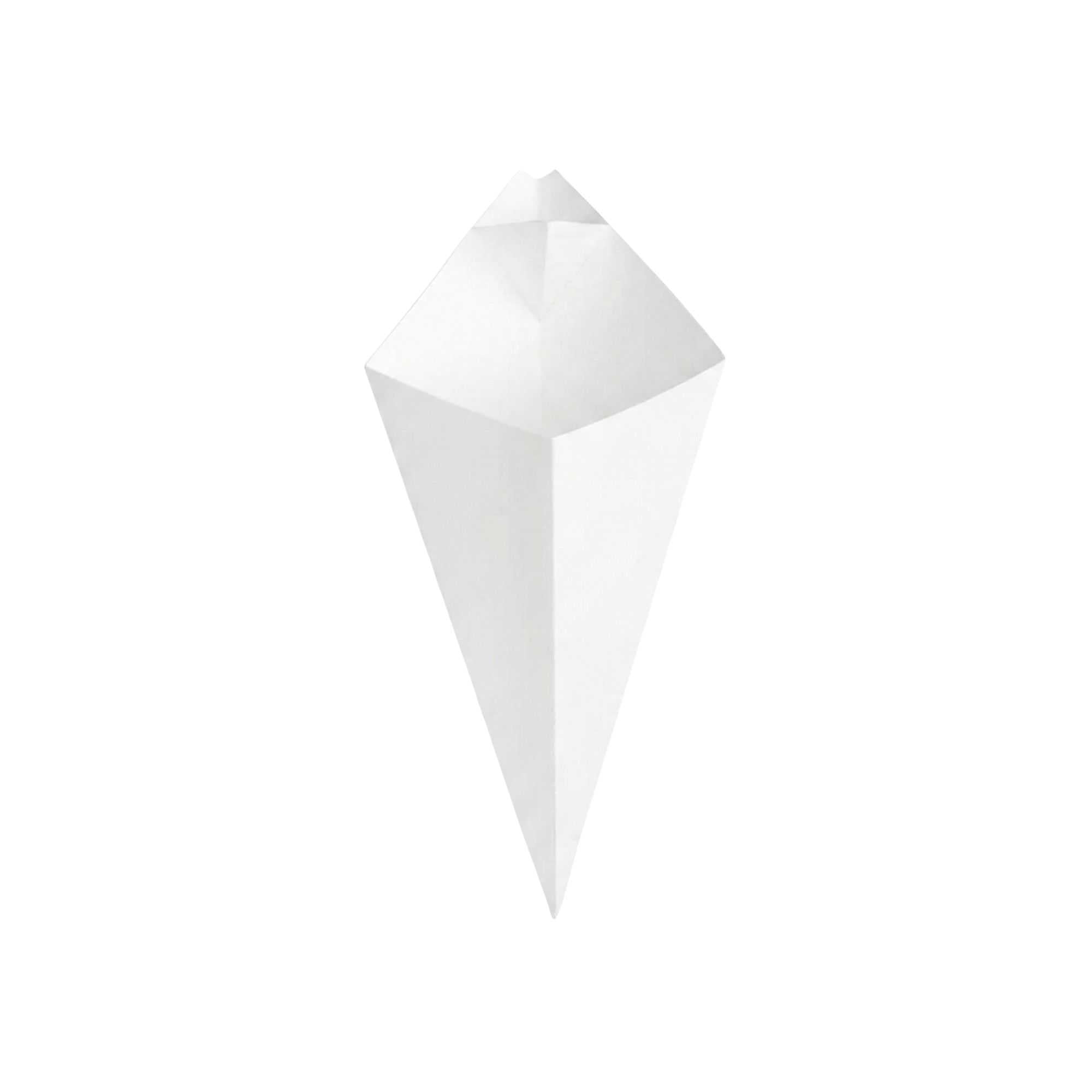 Cone Tek White Paper Food Cone - with Dipping Pocket - 9 1/2" x 5 1/2" - 50 count box