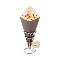 Cone Tek Black Paper Food Cone - with Dipping Pocket - 11