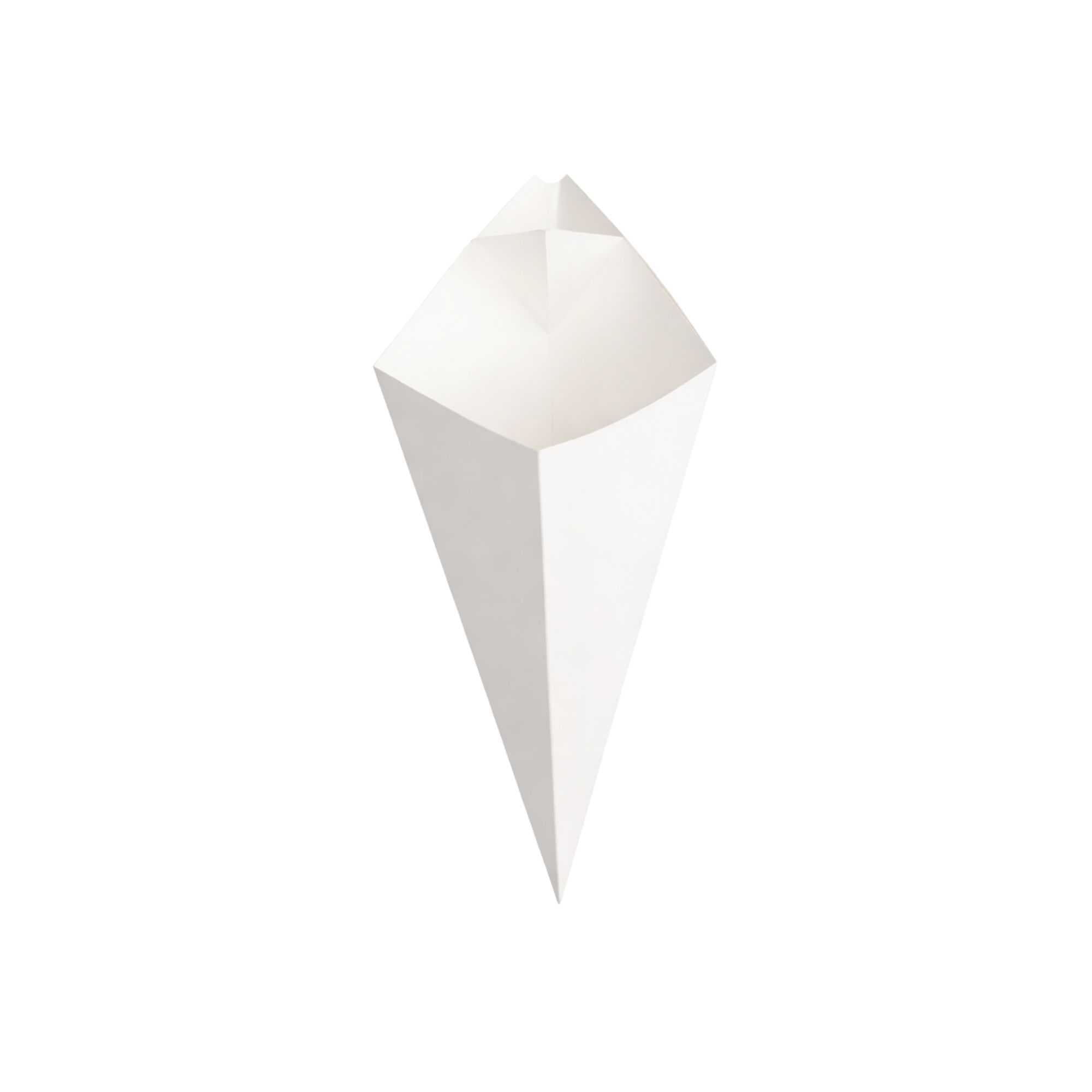 Cone Tek White Paper Food Cone - with Dipping Pocket - 11" x 6 1/2" - 50 count box