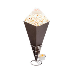 Cone Tek Black Paper Food Cone - with Dipping Pocket - 15