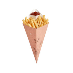 Cone Tek Bamboo Print Paper Food Cone - with Dipping Pocket - 15