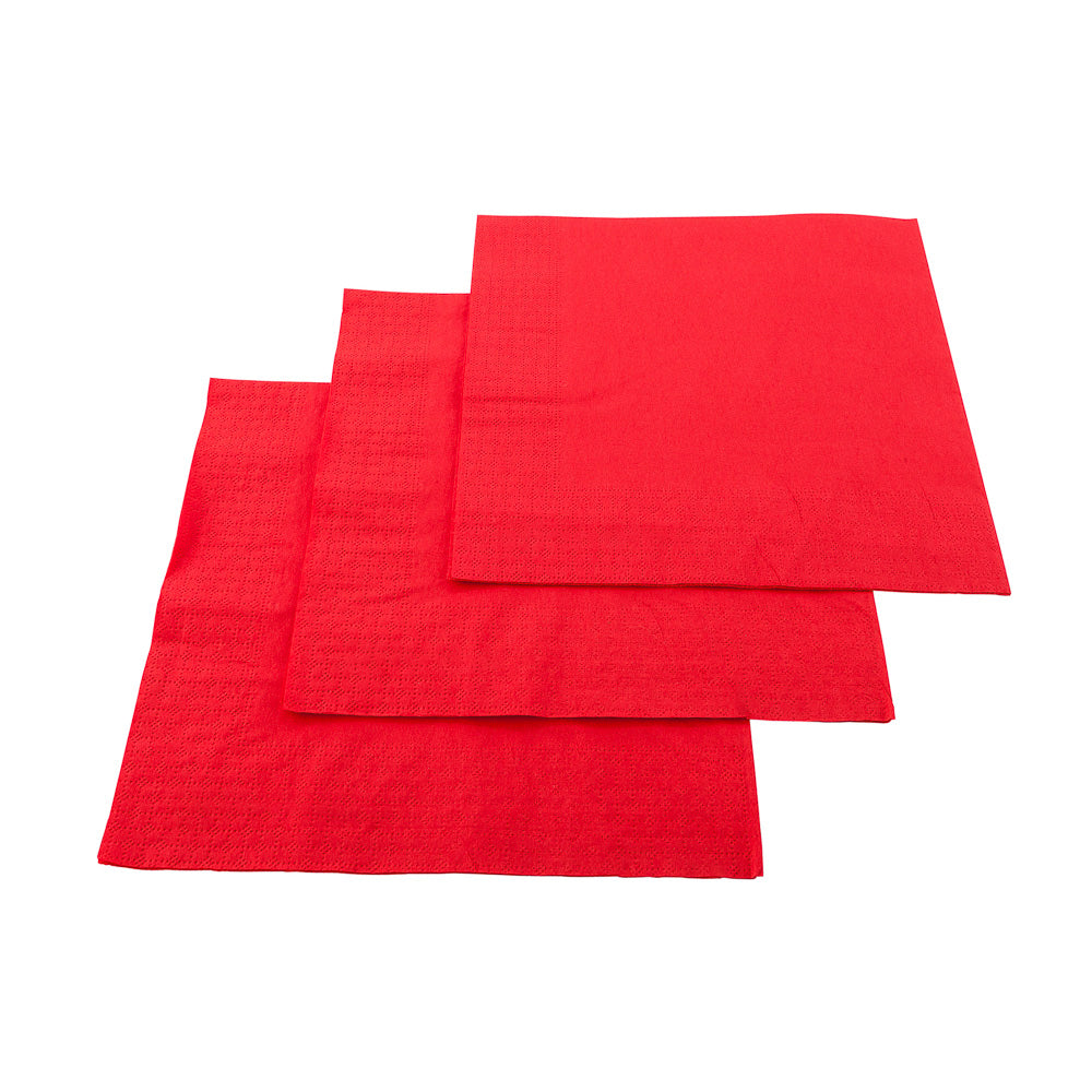 Luxenap Square Red Paper Napkin - Micropoint, 2-Ply - 15 1/2" x 15 1/4" - 50 count box