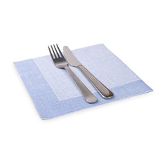 Luxenap Square White Paper Napkin - Super Lux, with Blue Threads - 15 3/4