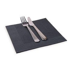 Luxenap Square Black Paper Napkin - Air Laid, with White Threads - 15 3/4