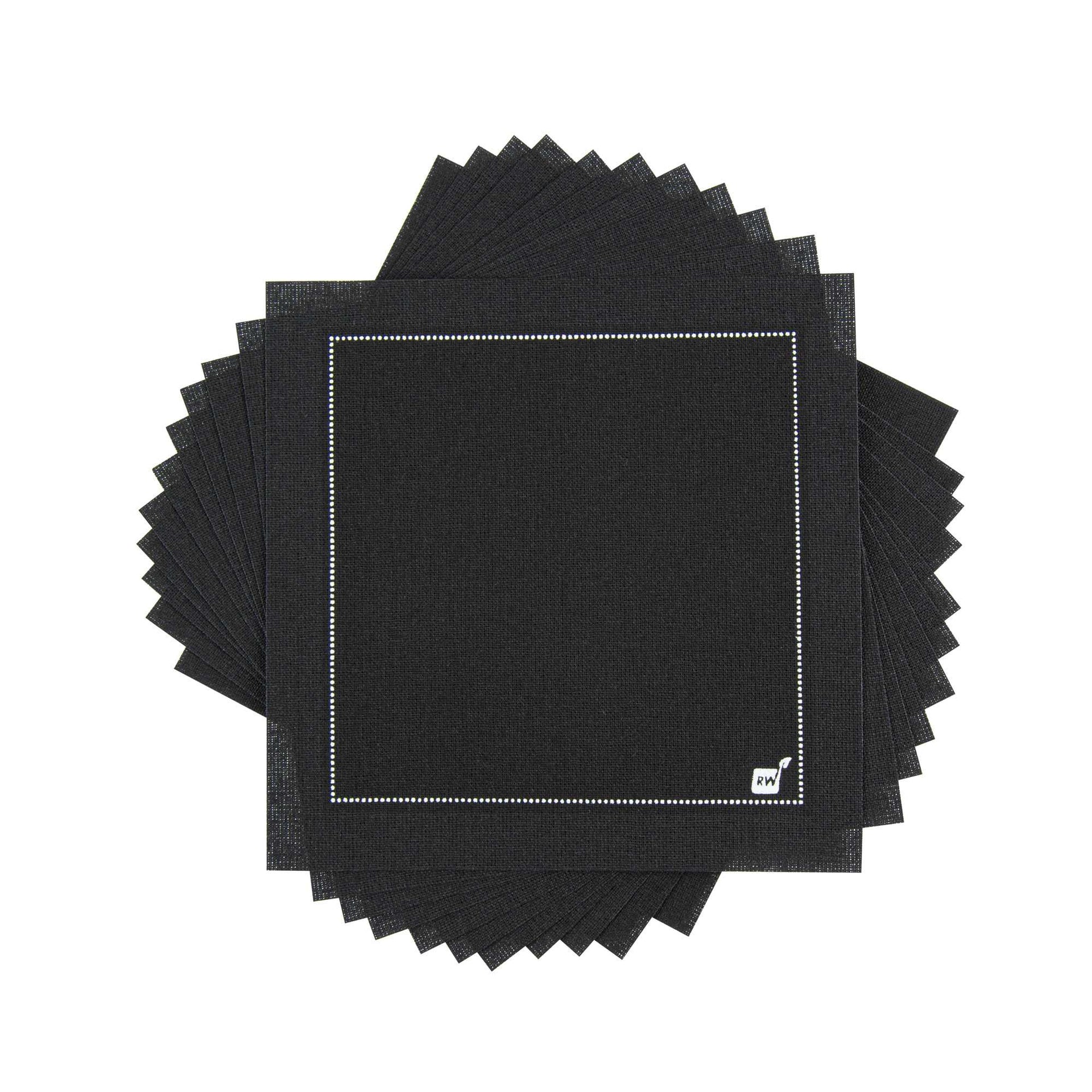 Luxenap Square Black Cotton Cocktail Napkin - Organic, Disposable - 4 1/2" x 4 1/2" - 50 count box