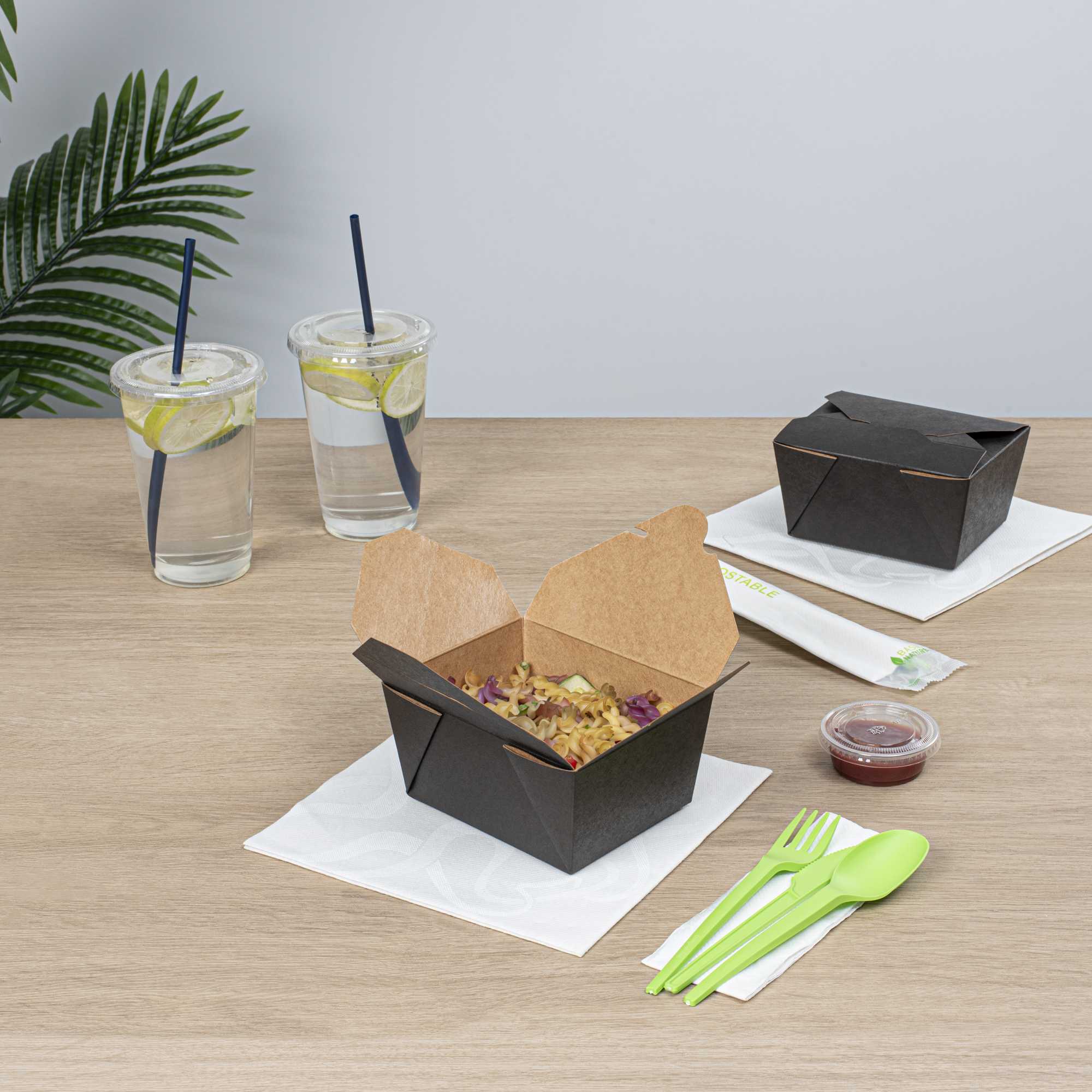 Bio Tek 30 oz Rectangle Black Paper #1 Bio Box Take Out Container - 5 ...