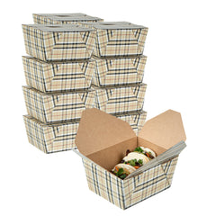 Bio Tek 30 oz Rectangle Plaid Paper #1 Bio Box Take Out Container - 5