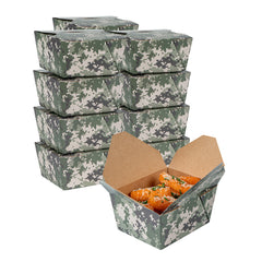 Bio Tek 30 oz Rectangle Camouflage Paper #1 Bio Box Take Out Container - 5