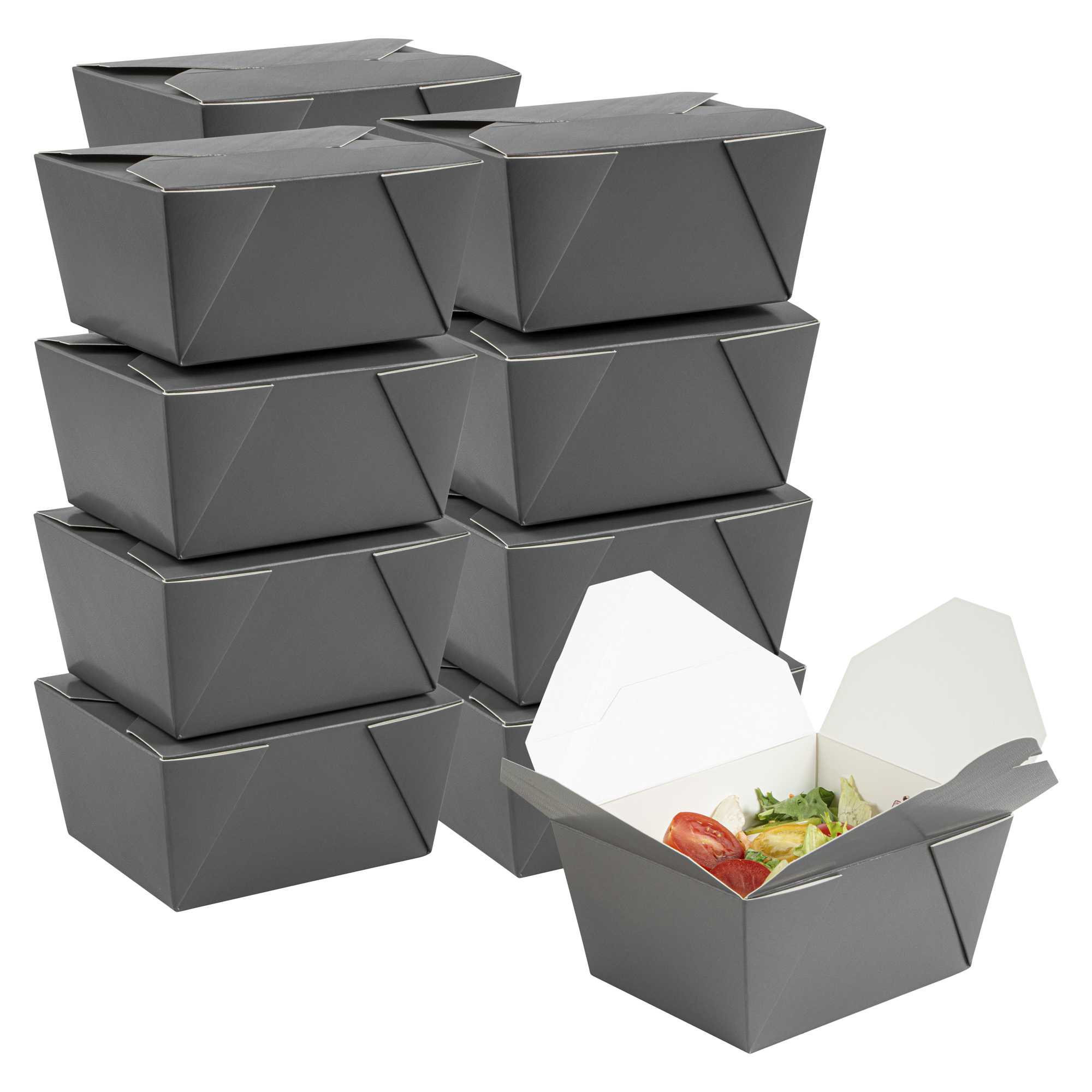 Bio Tek 30 oz Rectangle Gray Paper #1 Bio Box Take Out Container - 5