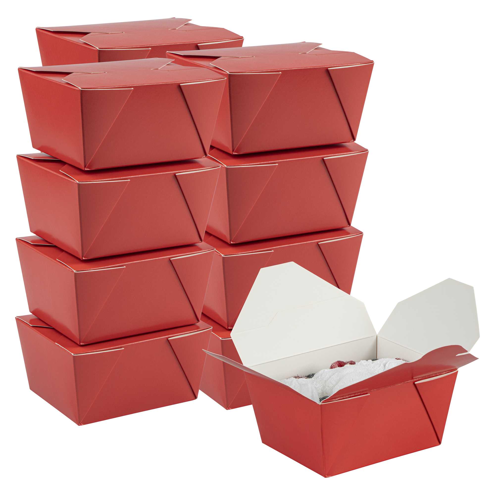 Bio Tek 30 oz Rectangle Red Paper #1 Bio Box Take Out Container - 5