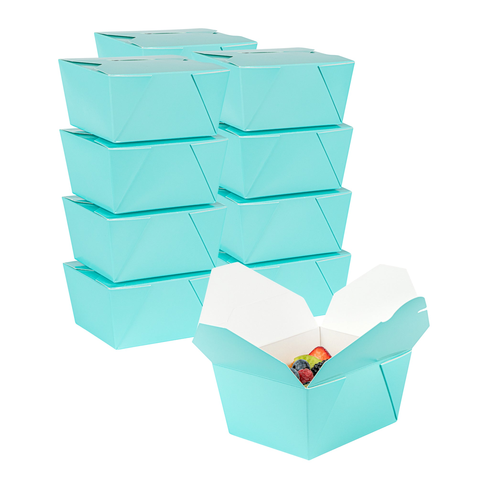 Bio Tek 30 oz Rectangle Turquoise Paper #1 Bio Box Take Out Container ...