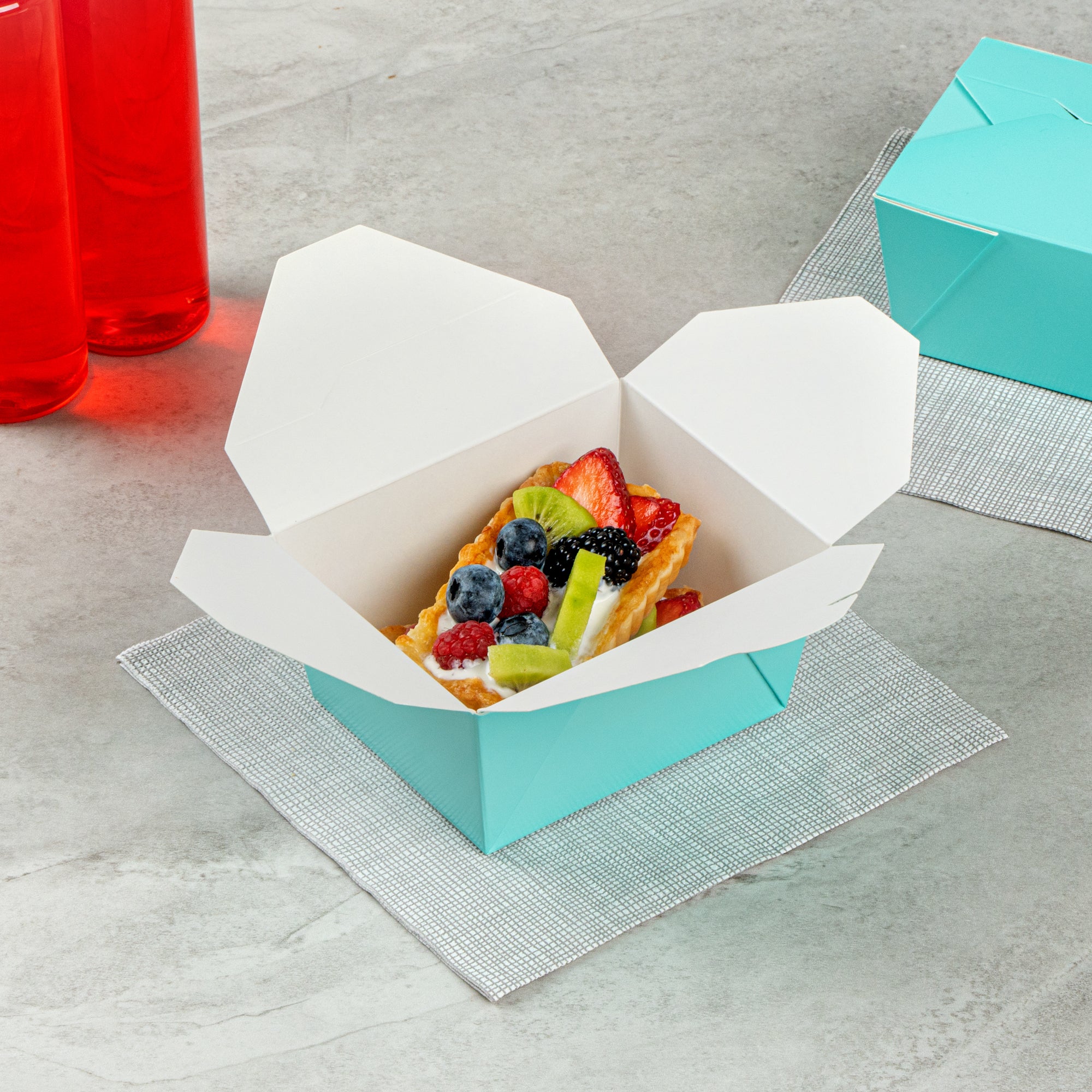 Bio Tek 30 oz Rectangle Turquoise Paper #1 Bio Box Take Out Container ...