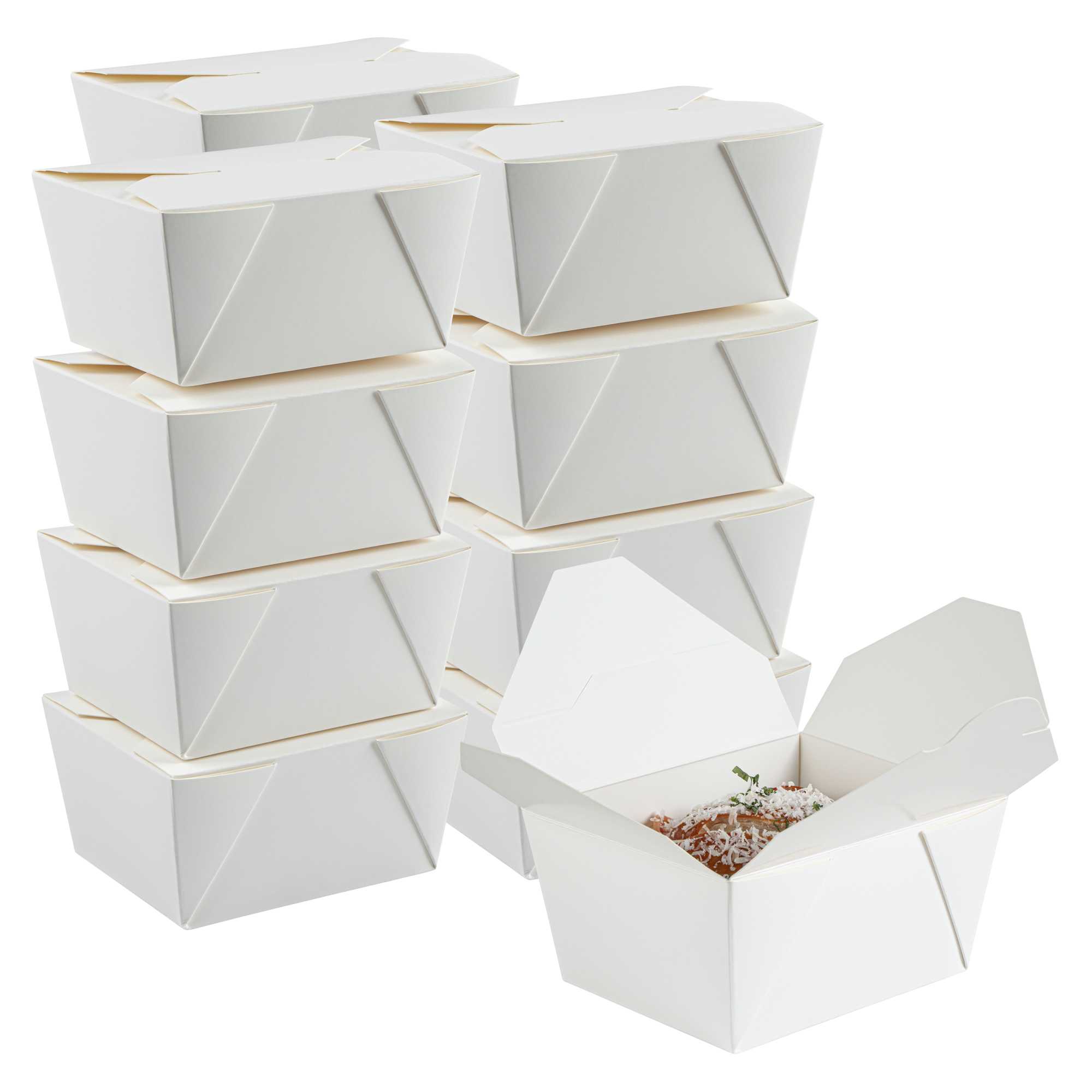 Bio Tek 30 oz Rectangle White Paper #1 Bio Box Take Out Container - 5 ...