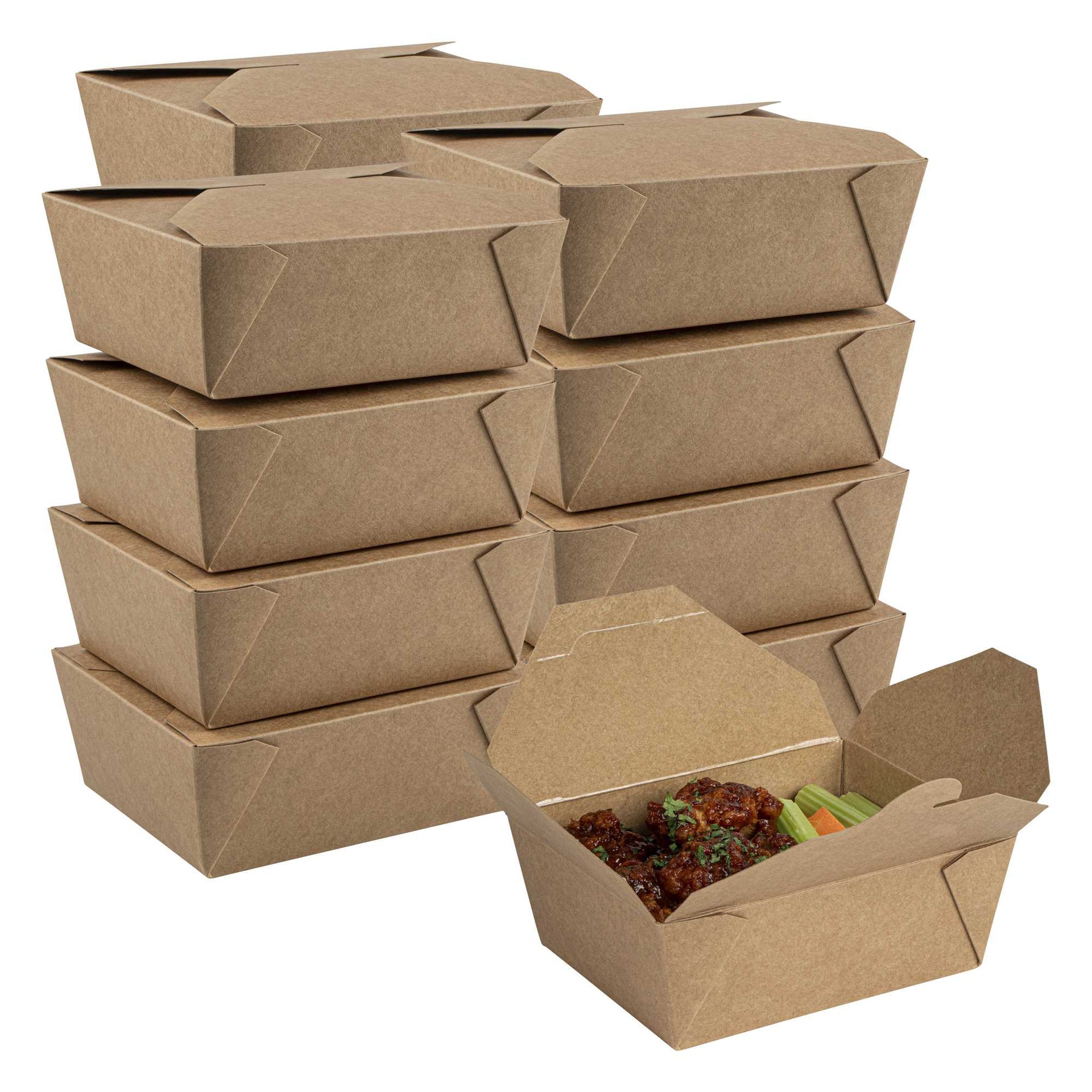 Bio Tek 45 oz Rectangle Kraft Paper #8 Bio Box Take Out Container - 6 3/4" x 5 1/2" x 2 1/2" - 200 count box