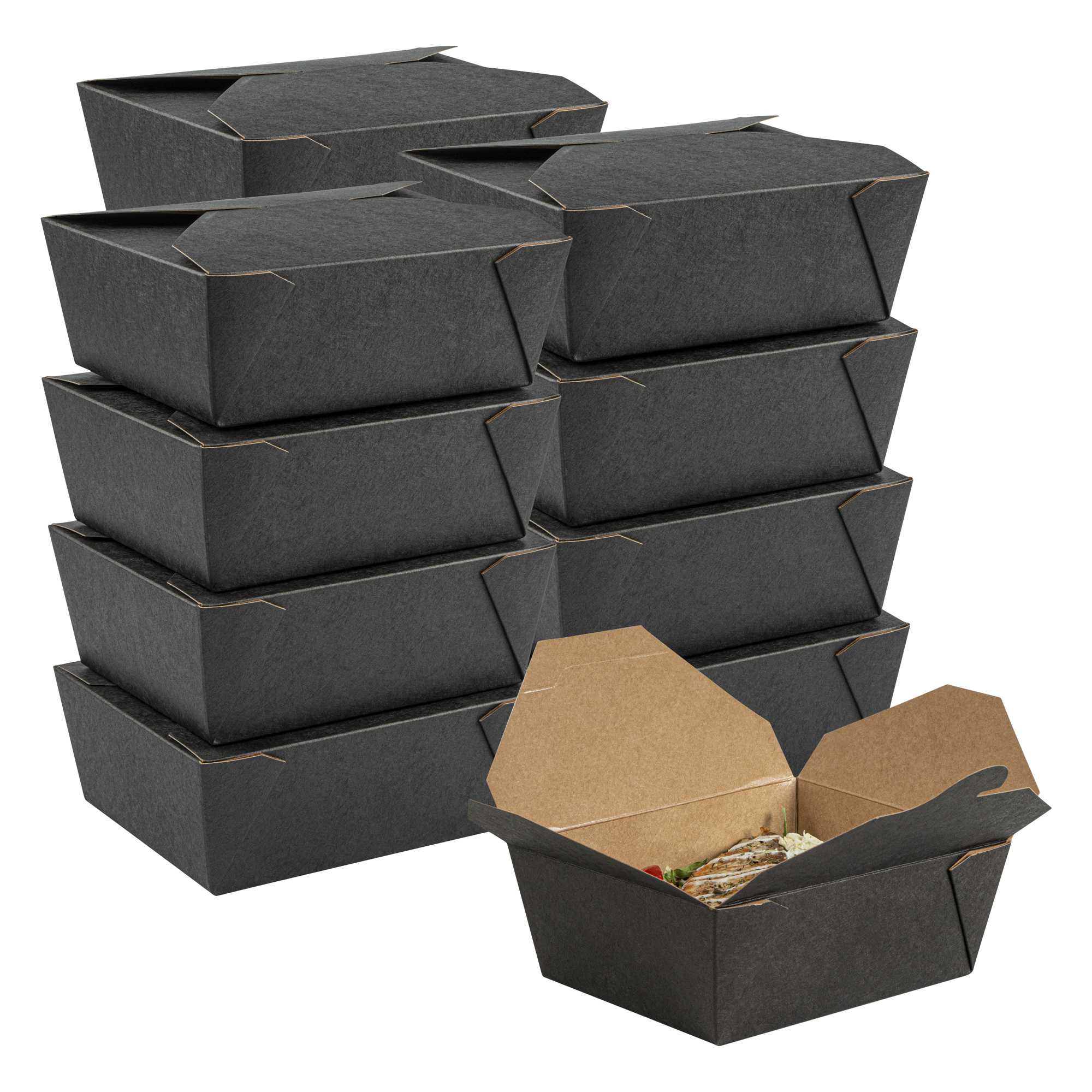 Bio Tek 45 oz Rectangle Black Paper #8 Bio Box Take Out Container - 6 3 ...