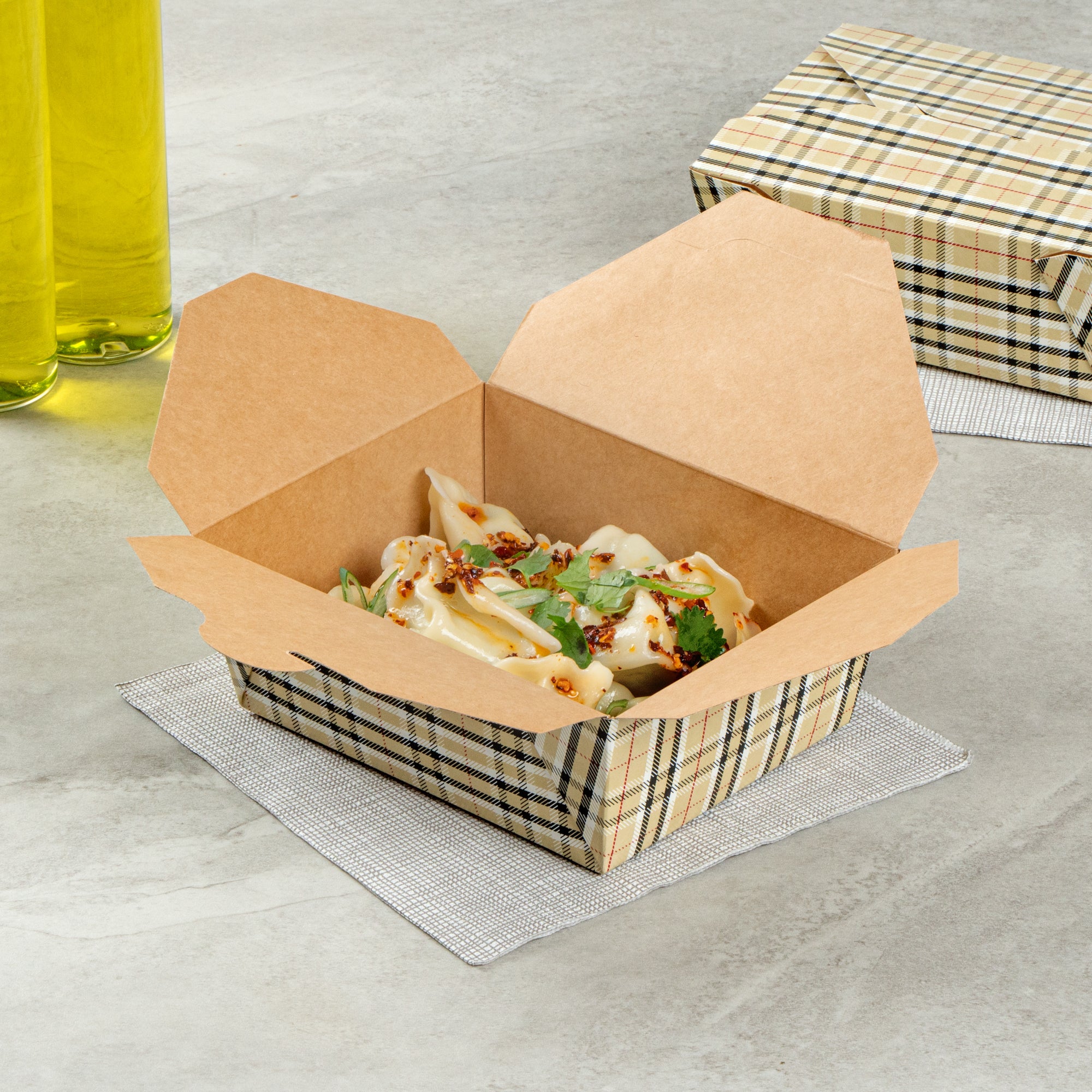 Bio Tek 45 oz Rectangle Plaid Paper #8 Bio Box Take Out Container - 6 3 ...