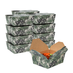 Bio Tek 45 oz Rectangle Camouflage Paper #8 Bio Box Take Out Container - 6 3/4