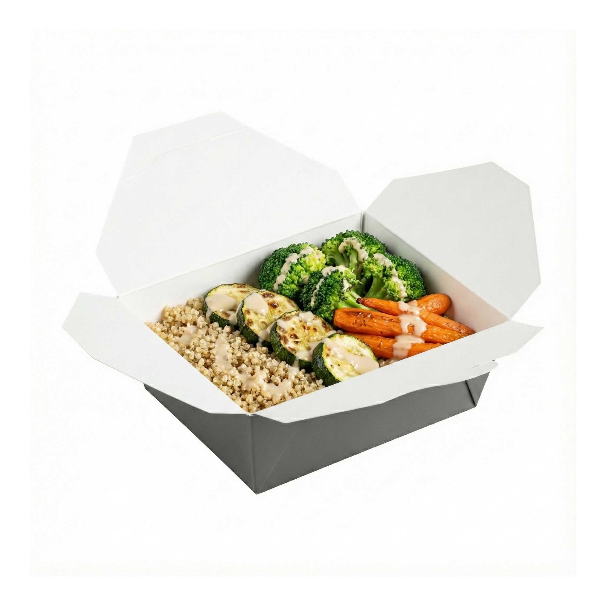 Bio Tek 45 oz Rectangle Gray Paper #8 Bio Box Take Out Container - 6 3/ ...