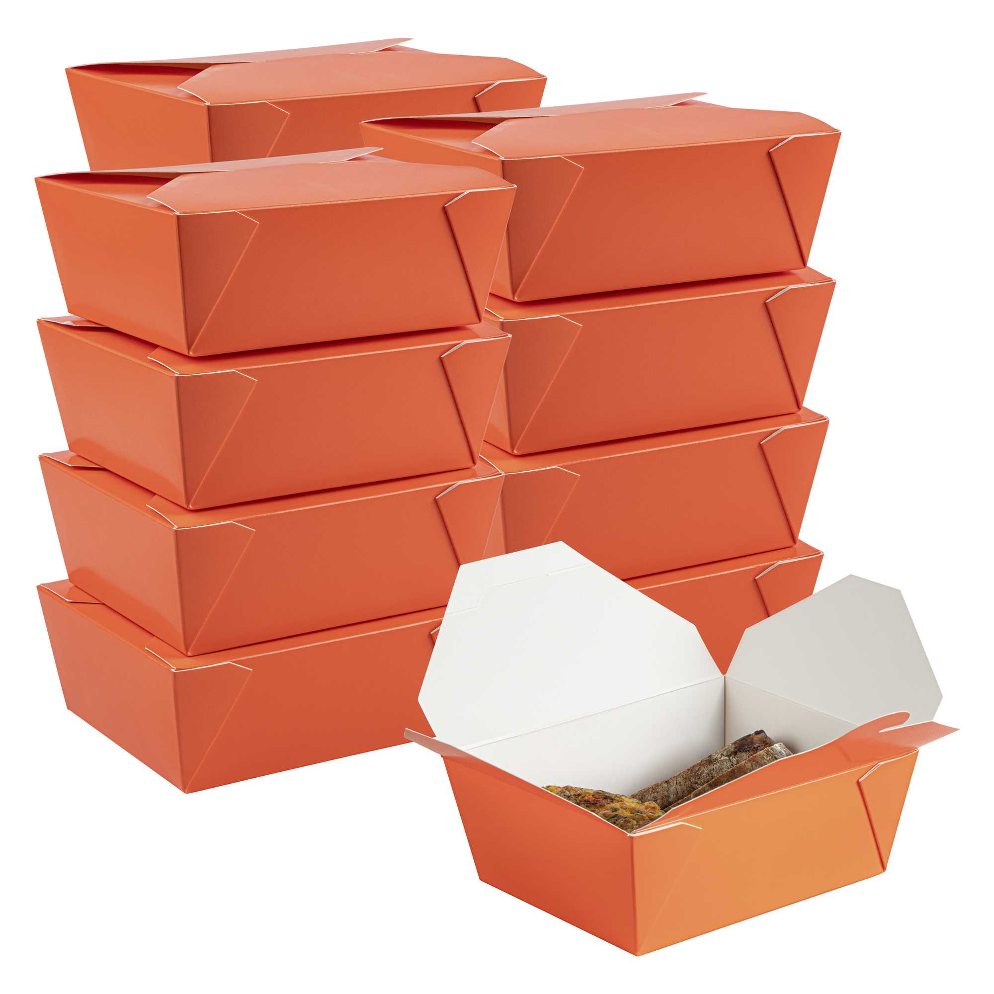 Bio Tek 45 oz Rectangle Tangerine Orange Paper #8 Bio Box Take Out Container - 6 3/4" x 5 1/2" x 2 1/2" - 200 count box