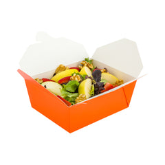 Bio Tek 45 oz Rectangle Tangerine Orange Paper #8 Bio Box Take Out Container - 6 3/4
