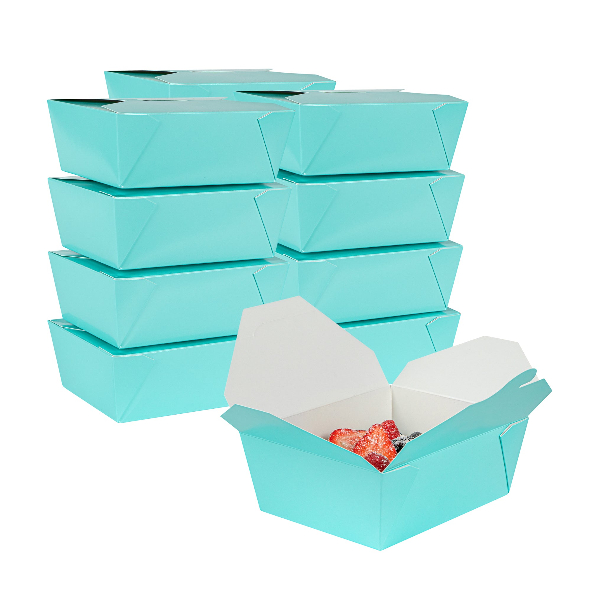 Bio Tek 45 oz Rectangle Turquoise Paper #8 Bio Box Take Out Container ...