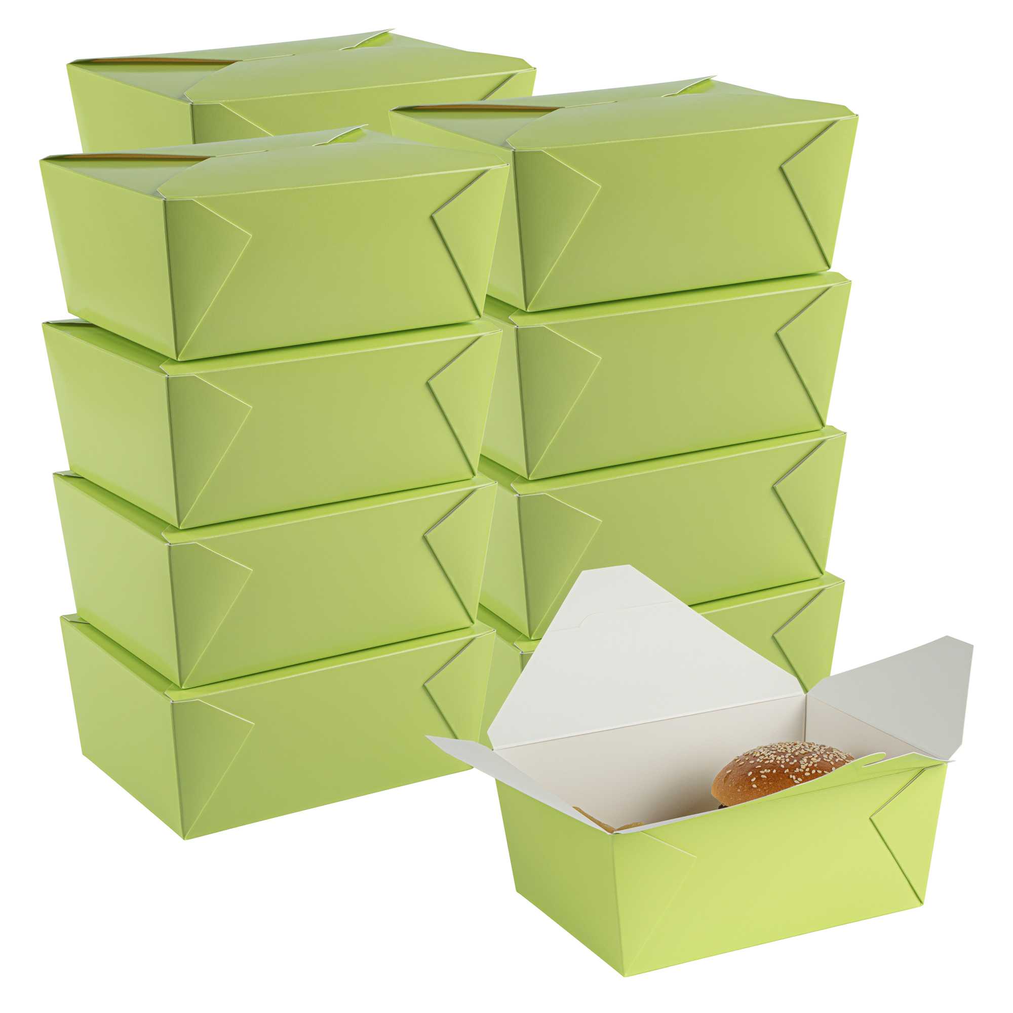 Bio Tek 98 oz Rectangle Eco Green Paper #4 Bio Box Take Out Container - 8 1/2" x 6 1/4" x 3 1/2" - 200 count box