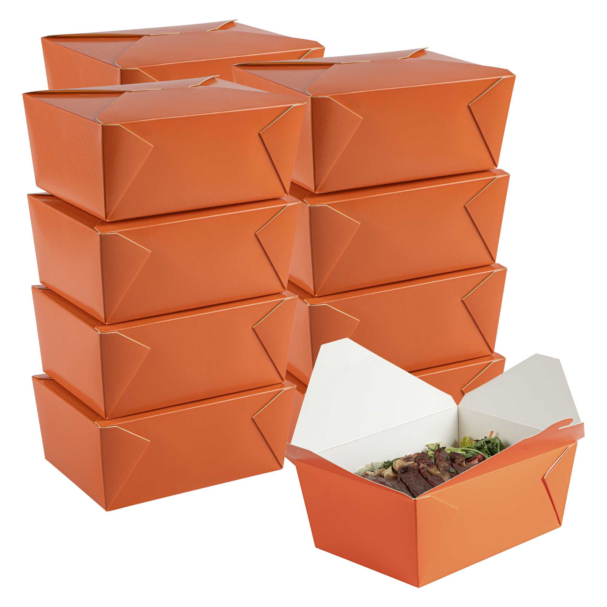 Bio Tek 98 oz Rectangle Tangerine Orange Paper #4 Bio Box Take Out Container - 8 1/2" x 6 1/4" x 3 1/2" - 50 count box
