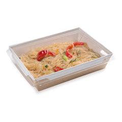 Cafe Vision Rectangle Clear Plastic Lid - Fits Medium Click Lock Container - 200 count box
