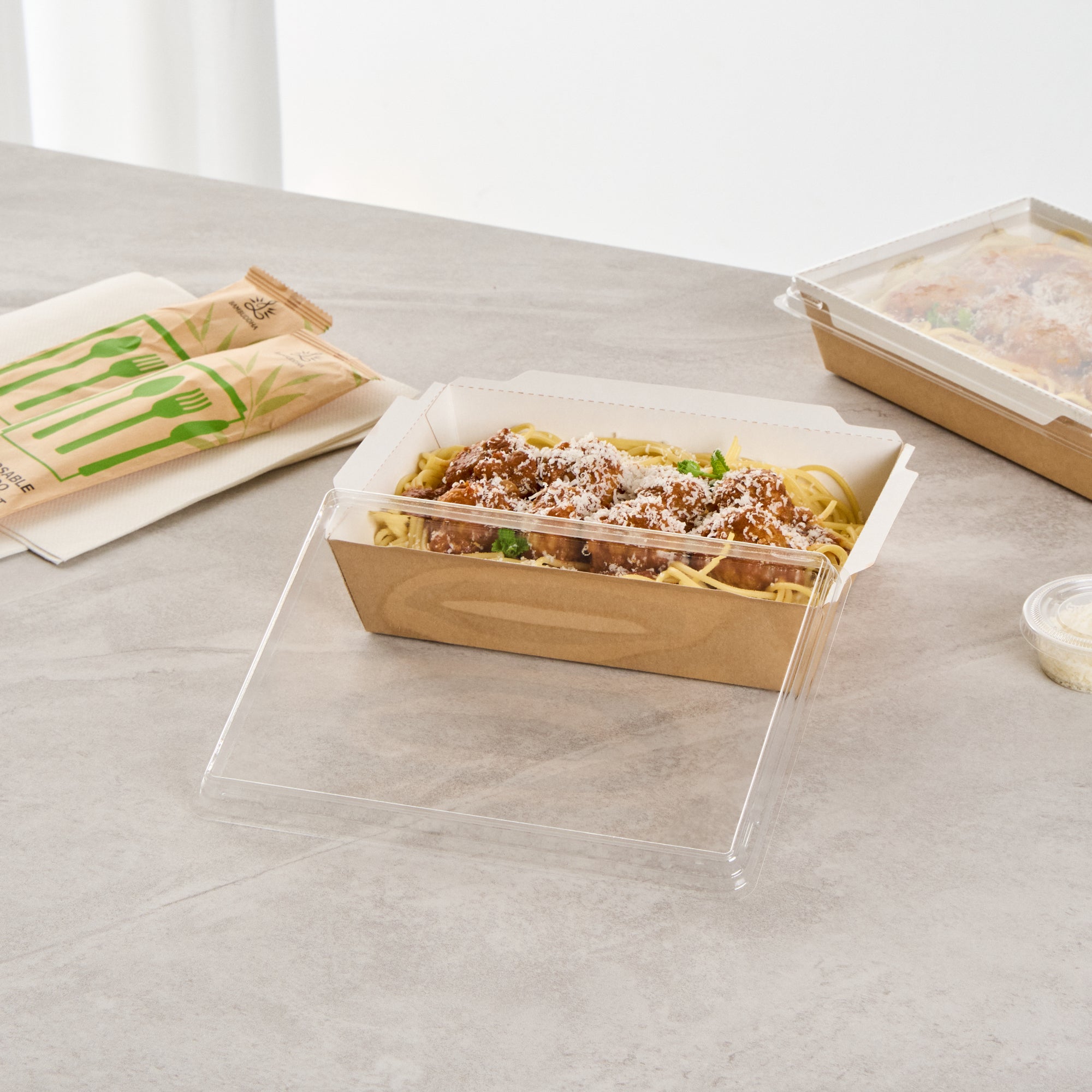 Cafe Vision Rectangle Clear Plastic Lid - Fits Medium Click Lock Container - 200 count box