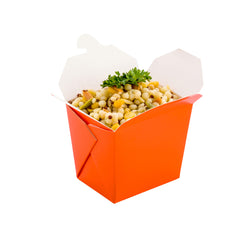 Bio Tek 8 oz Square Tangerine Orange Paper Noodle Take Out Container - 2 3/4