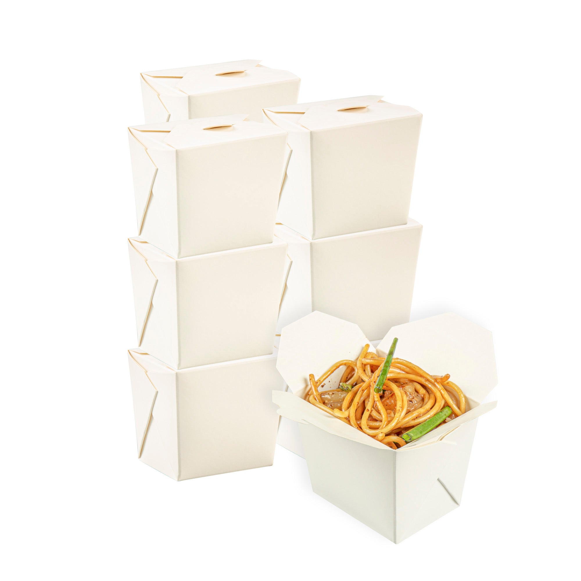 Bio Tek 8 oz Square White Paper Noodle Take Out Container - 2 3/4" x 2 1/4" x 2 1/2" - 200 count box