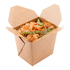 Bio Tek 16 oz Square Kraft Paper Noodle Take Out Container - 3 1/2