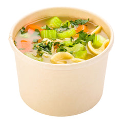 Bio Tek 8 oz Round Bamboo Paper Soup Container - 3 1/2