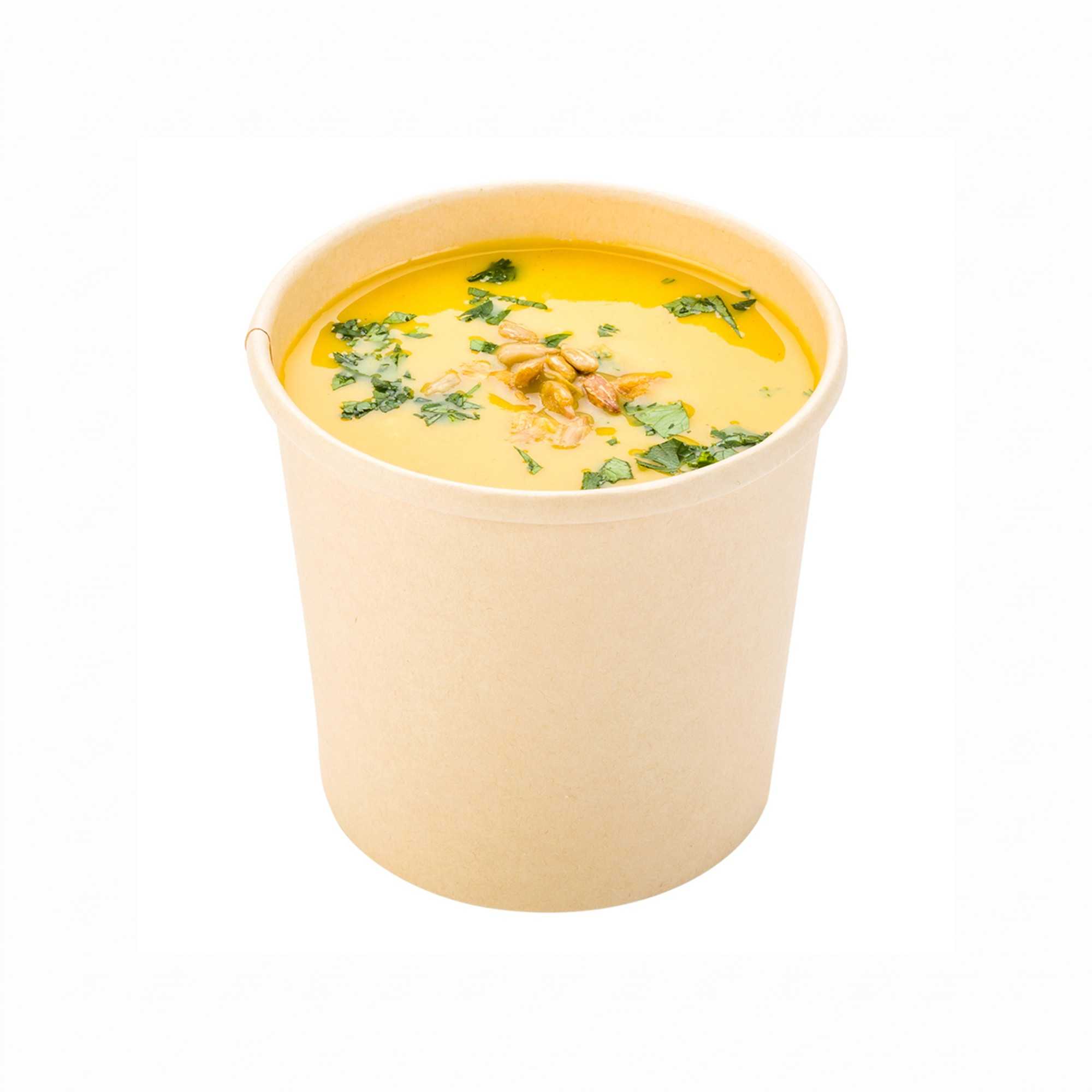 Bio Tek 12 oz Round Bamboo Paper Soup Container - 3 1/2" x 3 1/2" x 3 1/2" - 25 count box