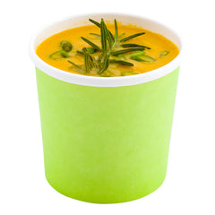 Bio Tek 12 oz Round Eco Green Paper Soup Container - 3 1/2