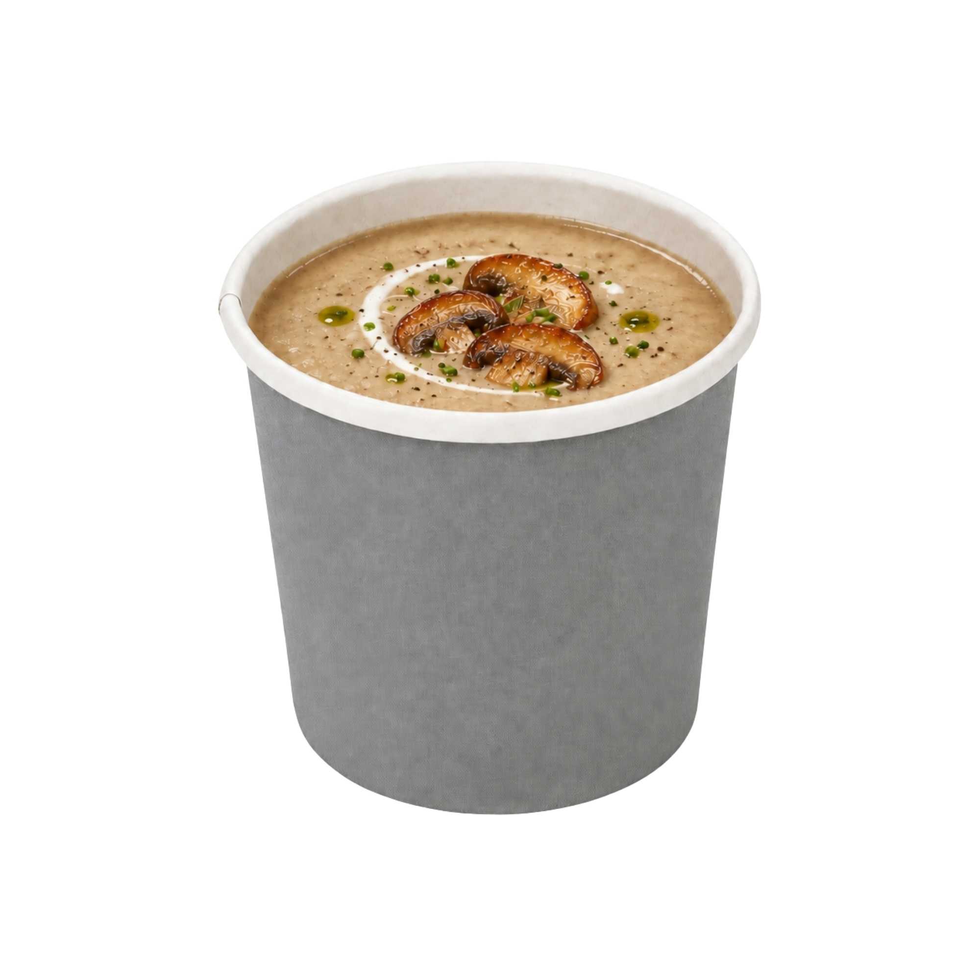 Container Powder Soup Bio Tek 12 oz Round Gray Paper Soup Container - 3 1/2
