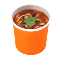 Bio Tek 12 oz Round Tangerine Orange Paper Soup Container - 3 1/2