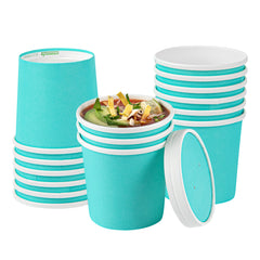 Bio Tek 12 oz Round Turquoise Paper Soup Container - 3 1/2