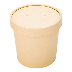 Bio Tek Round Bamboo Paper Soup Container Lid - Fits 8 and 12 oz - 200 count box