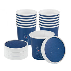 Bio Tek Round Blue and White Stripe Paper Soup Container Lid - Fits 12 oz - 25 count box