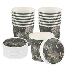 Bio Tek Round Camouflage Paper Soup Container Lid - Fits 12 oz - 25 count box