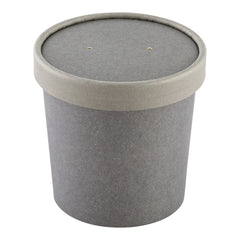Bio Tek Round Gray Paper Soup Container Lid - Fits 12 oz - 25 count box