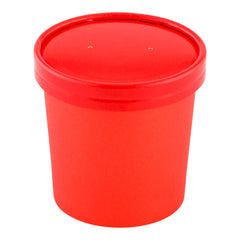 Bio Tek Round Red Paper Soup Container Lid - Fits 12 oz - 25 count box