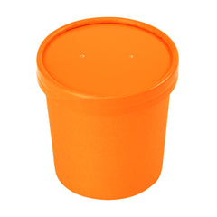 Bio Tek Round Tangerine Orange Paper Soup Container Lid - Fits 12 oz - 25 count box