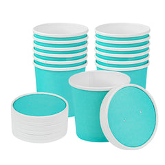 Bio Tek Round Turquoise Paper Soup Container Lid - Fits 12 oz - 200 count box