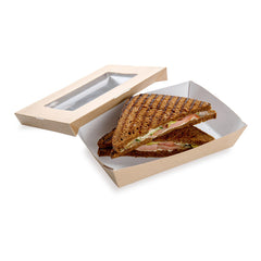 Cafe Vision 34 oz Rectangle Kraft Paper Large Take Out Container - 8 1/2