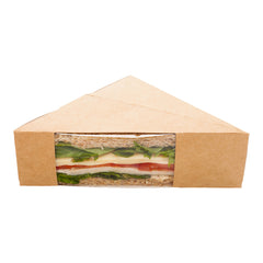 Cafe Vision Triangle Kraft Paper Small Sandwich Box - 4 3/4