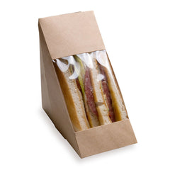 Cafe Vision Triangle Kraft Paper Medium Sandwich Box - 4 3/4
