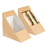 Cafe Vision Triangle Kraft Paper Large Sandwich Box - 4 3/4" x 4 3/4" x 3 1/4" - 200 count box