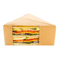 Cafe Vision Triangle Kraft Paper Large Sandwich Box - 4 3/4